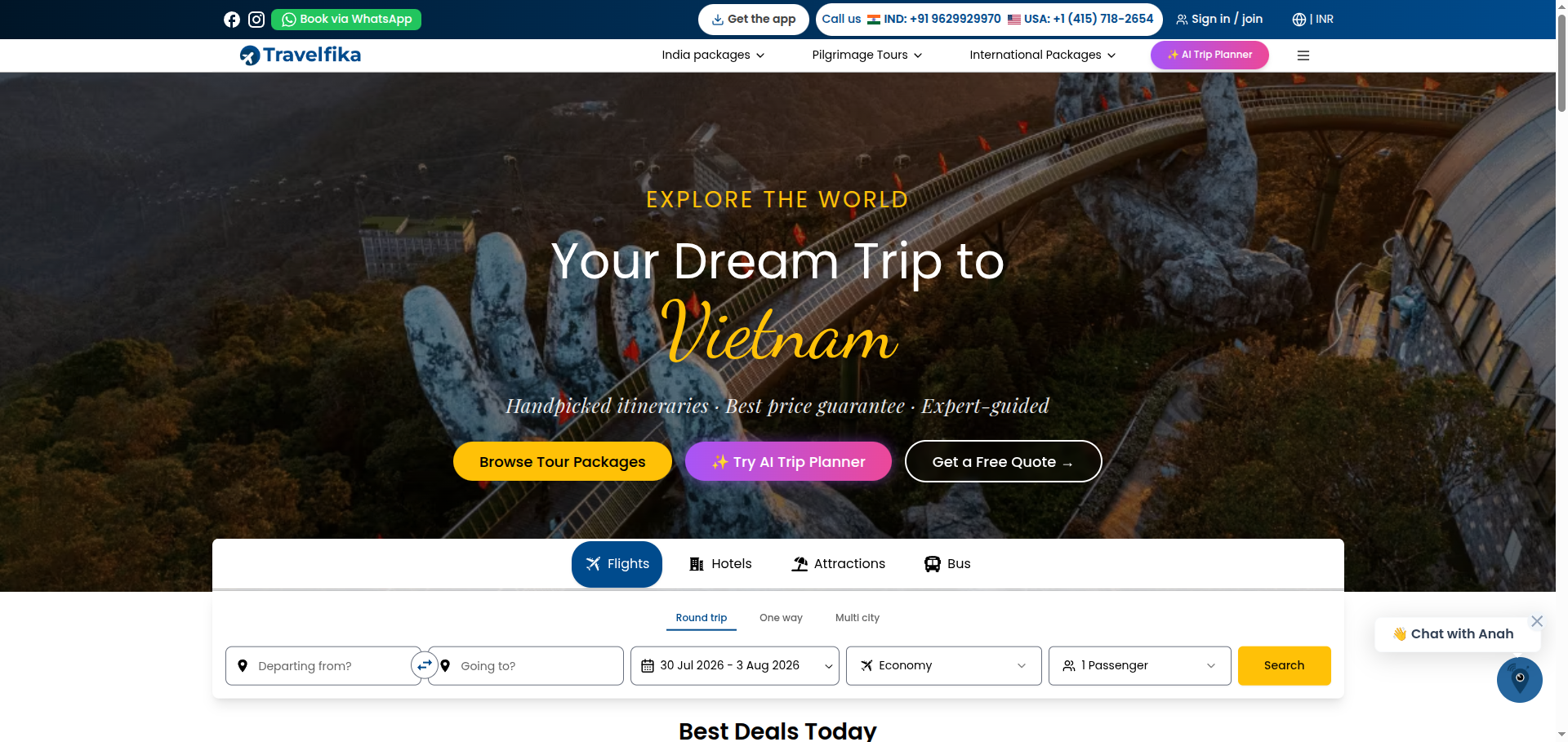 Travelfika — travel booking platform screenshot